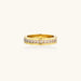 14K gold-plated band with channel-set zirconia and Greek key pattern engraving on polished finish