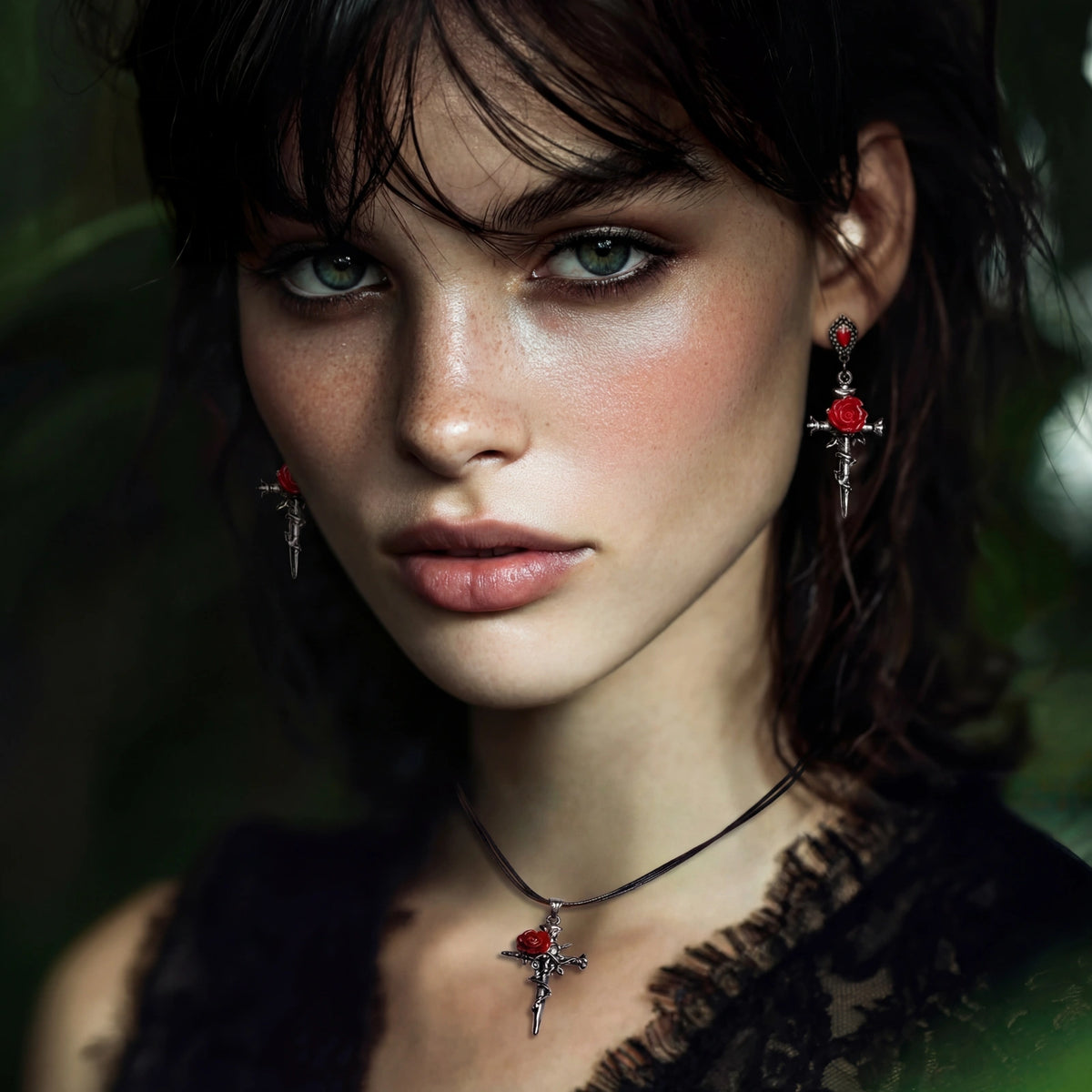 Rose Cross Jewelry Set